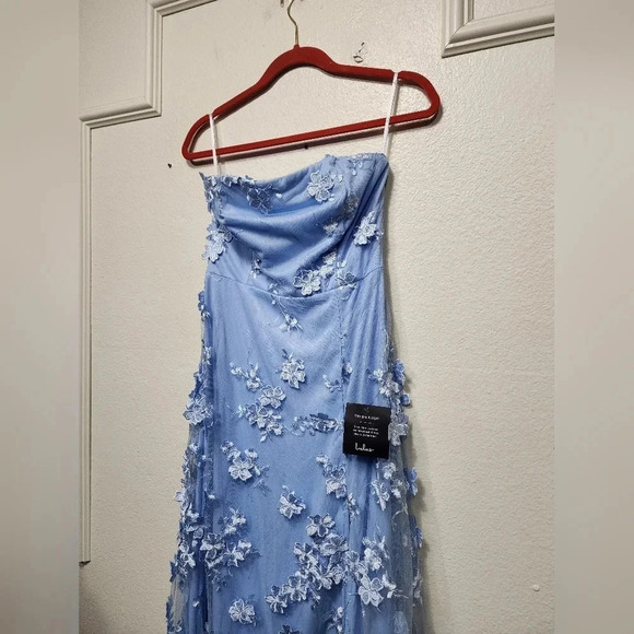 Lulus Rare Presence Powder Blue 3D Floral Embroidered Maxi Dress Wedding Party - Picture 7 of 10